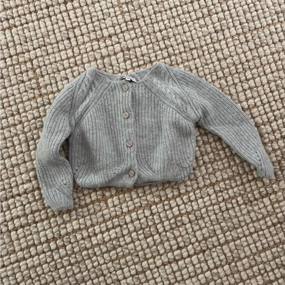 Cyrillus Light Gray and Metallic Thread Cardigan - Picture 3 of 8